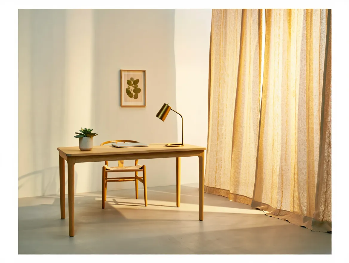 Minimalist workspace with natural lighting representing a balanced daily environment
